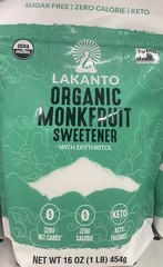 Lakanto ORGANIC Monkfruit Sweetener Sugar Substitute Keto Non-GMO White 16oz Bag