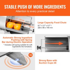 VEVOR Electric Vegetable Slicer 0-0.5in Thickness Adjustable Manual Food Cutter