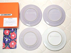 Le Creuset 17cm appetizer Plate Set of 4 Bluebell Purple Pink Blossom Pastel NIB