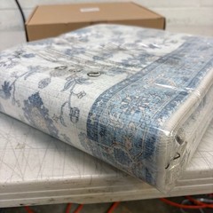 Low Pile Runner Rug, 2x10ft, Abstract, Machine Washable- Vintage Floral Blue