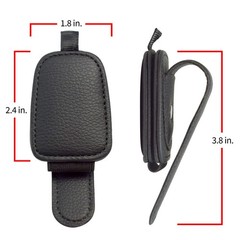 Jeep Wrangler Rectangle Black Leather Magnetic Sunglass Sun Visor Holder