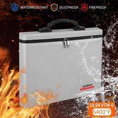 6400 Fireproof Money Bag UL94 VTM-0 Dual Pockets 13.4×10.2 Inch Silver