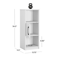 Mainstays Ardent 3 Tier Storage Tower with Door & Open Shelves White Cabinet