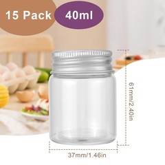 15 Pack 40ml (1.35 oz) Small Glass Vials with Screw Caps, Clear Empty Sample …