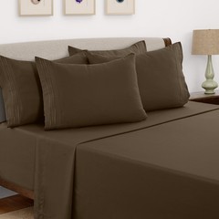 6 Piece Bed Sheet Set 1800 Series Microfiber Comfort Deep Pocket Hotel Bed Sheet