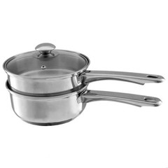 Classic Cuisine Double Boiler Saucepan 1.5 Qt Stainless Steel Lid Multi-Use