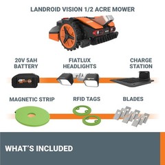 Worx Landroid Vision AI 1/2 Acre 20V Boundaryless Robotic Lawn Mower-(WR220-AN)