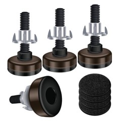 Adjustable Feet Levelers for Furniture, 3/8-16 Thread – Dark Brown (4 Pack)