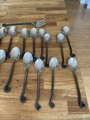 38 Piece Gourmet Settings Treble Clef Stainless Silverware & Serving Pieces VTG