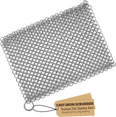 316L Stainless Steel Chainmail Scrubber 8×6 Cast Iron Pan Cleaner Rustproof
