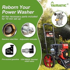 YAMATIC 3/4″ Shaft Horizontal Pressure Washer Pump 3400 PSI 2.5GPM Replaced Pump