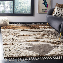 Kenya Collection Hand-Knotted Accent Rug 3′ X 5′ – Grey & Brown Tribal Design