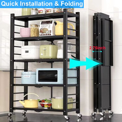 5-Tier Foldable Shelving Unit on Wheels 397LBS Heavy Duty Metal Storage Rack