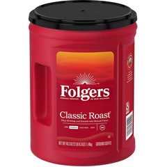 2 PACK Folgers Classic Roast Medium Roast Ground Coffee, 40.3 oz Canister