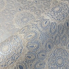 Lace flowers pattern Tan Gray Silver metallic faux fabric textured Wallpaper 3D