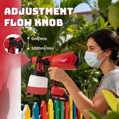 With 2 Batteries High Pressure Cordless Paint Sprayer Electric HVLP Spray Gun.