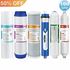 6 Stage 100 GPD RO Membrane Reverse Osmosis System pH Alkaline Water Filter Set