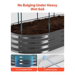 Uimoso Galvanized Steel Raised Garden Bed 6x3x1ft Oval Planter withSelf-Watering