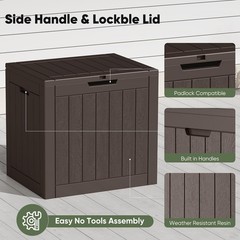 NEWBULIG 31 Gallon Deck Box, Weatherproof Resin Lockable Outdoor Storage.
