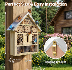 Insect Hotel&Mason Bee House-Butterfly House,Multi-Functional Bee Hotel 4 Garden