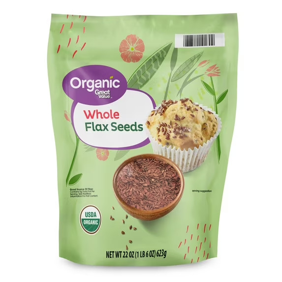 Great Value Organic Whole Flax Seed, 22 oz…