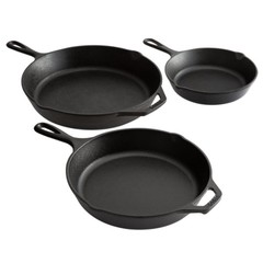 Lodge Seasoned Classic Cast Iron Skillet Frying Pan with Handle, Black