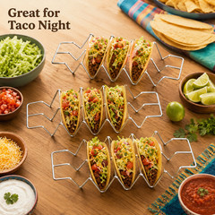 3-Piece Stainless Steel Taco Holder Stand Set Holds 12 Tacos Total Taco Tuesday