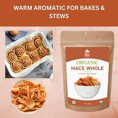 Organic Whole Mace Spice – Myristica Fragrans, Perfect for Cooking & Baking, 2OZ