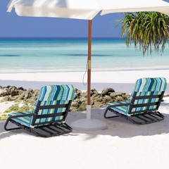 Low Beach Chairs for Adults 2 Pack with Aluminum Frame and Soft Cushion 300 LBS