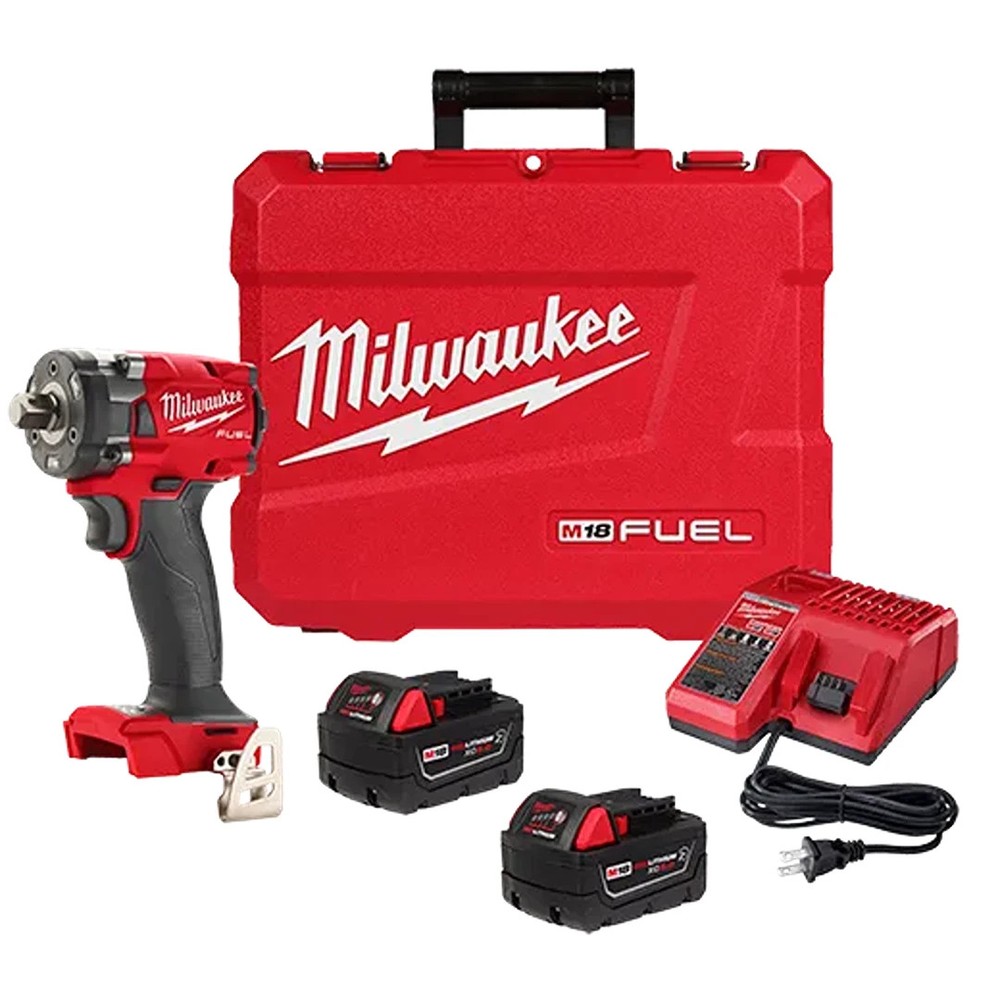Milwauke 285522R Impact Wrench, Charger, Batteries, Case