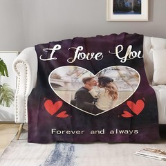 Customized Photo Personalized Valentine’S Day Gift Blanket Flannel Love Design↗