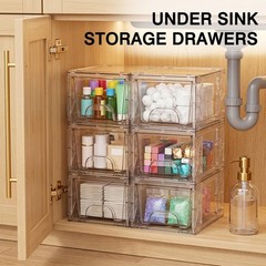 Stackable Storage Drawers, 4.4in Small Bathroom Organizers and Storage Boxes,…