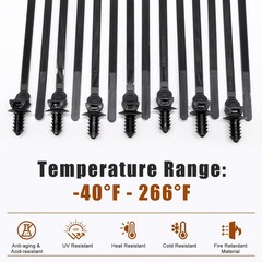 Push Mount Zip Ties, 8 inch Cable Tie Black 8.3×0.2inch (100Pcs),