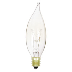 12 Pack 15CFC Chandelier 15W Watt 120V CA10 Flame Tip Candelabra E12 Clear
