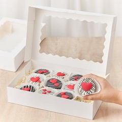 Bakery Boxes with Window, 12x8x2.5 Inches, 20 PCS, White