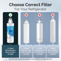 Fit For LG LT1000P LFXC22526S ADQ747935 LMXS30796S LFXS26596S Water Filter 4Pack