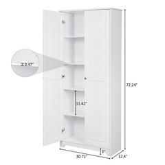 72in 2 Door Pantry Cabinet Storage Cabinet with Adjustable Shelf Kitchen Storage