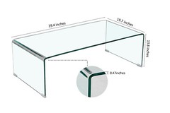 Modern Rectangular Waterfall Design Tempered Glass Coffee Table
