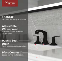 Pfister Bellance Matte Black Wide-Spread Bathroom Sink Faucet LF-049-BLLB