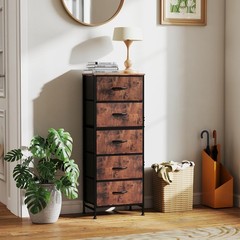5 Drawer Dresser with Fabric Bins Sturdy Steel Frame Storage Organizer Chest