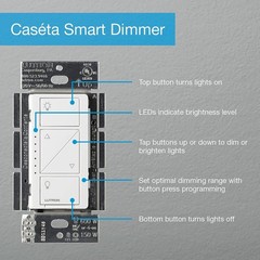 Smart Dimmer Switch LED 150W Single-Pole 3-Way No Neutral Required White