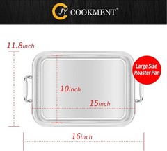 20 lb Capacity 15″ Stainless Steel Roasting Pan with V-Rack – Perfect for Turkey