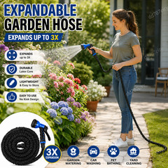 Latex 25 50 75 100 FT Expanding Flexible Garden Water Hose with Spray Nozzle