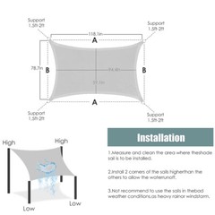 Waterproof Shade Sail Patio Awning Outdoor Garden Pool Sun Canopy Shelter Cover