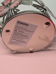 Sonoma for Life Flower Decor Candle Holder Silver and Pink Accent 4.25 In Wide