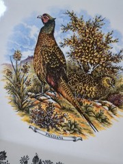 Churchill Vintage Game Pheasant Rectangular Porcelain Baking Dish Black Floral