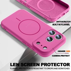 Magnetic Wrist Strap Liquid Silicone Phone Case For iPhone 11 12 13 16 17 Pro Ma