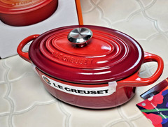 Le Creuset Signature 1 Qt 17cm Oval Dutch Oven Cerise Red / Side Dish Baker NIB