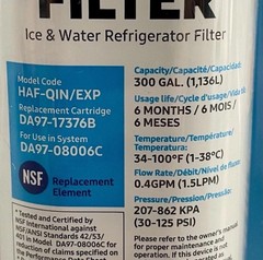 New Unopened Samsung HAF-QINS/EXP Fridge Freezer Refrigerator Water Filter White