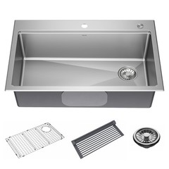 Delta Emery 33″ Workstation Sink, Single Bowl w/ Ledge+Kit-Certified Refurbished